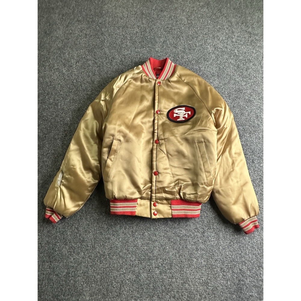 Boys 1980s SF 49ers Stahl-Urban Satin Bomber Jacket, Size XL 14-16 Years